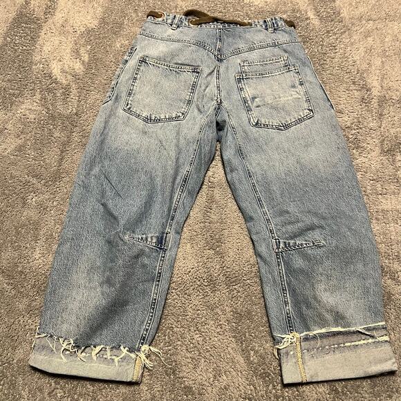 Free People Moxie Barrel Jeans Patchwork size 26 - Picture 4 of 10
